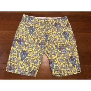Size 34 Hreski Golf Shorts Yellow Paisley Crazy